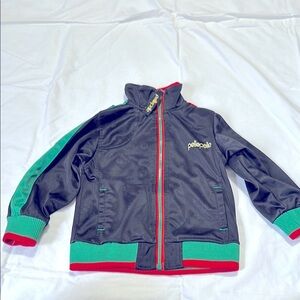 Pelle Pelle Black Track Jacket with Red and Green Accents 3T